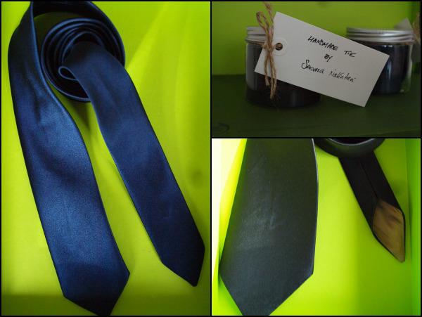 Navy blue handmade tie